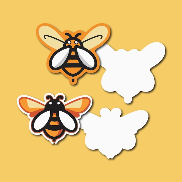 Vetor sticker de design plano de abelha
