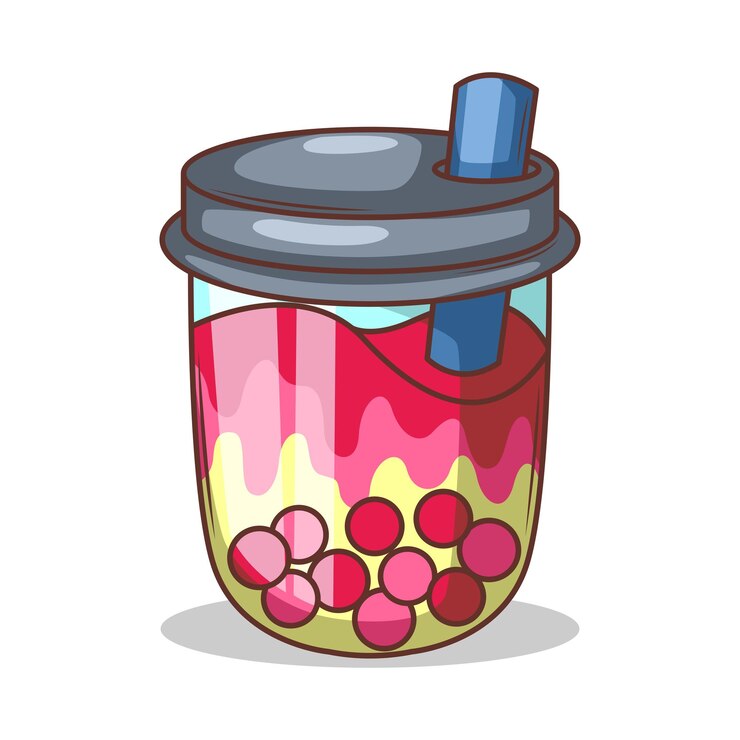 Vetor sticker vetorial de chá de bolha desenho animado ilustração de mão