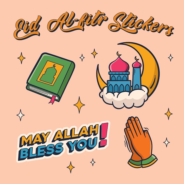 Stickers de eid alfitr conjunto 2