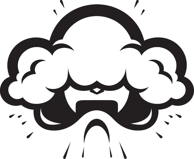 Stormy fume vector angry cloud logo negro nimbus desenho de ícone de nuvem de desenho animado