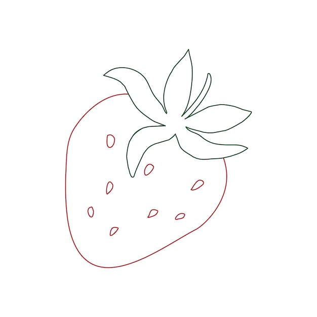 Strawberry line art icona de fruta de verão logotipo página de coloração comida doce vector arte clip desenhada à mão isolar em fundo branco