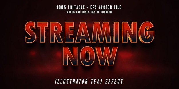 Streaming agora efeito de texto 3d futurista