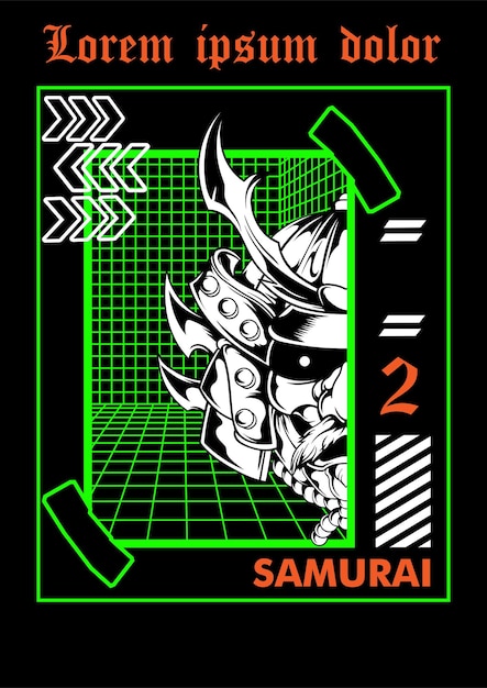 Vetor streetwear vetor de ilustração samurai