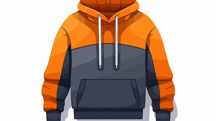 Vetor stylish grey orange hoodie ilustração de desenhos animados