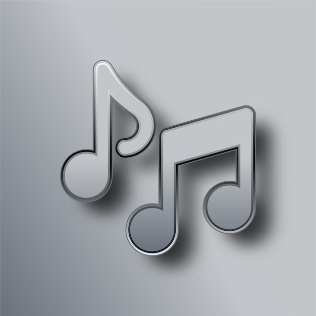 Stylish Silver Metal Music Icon com fundo cinza