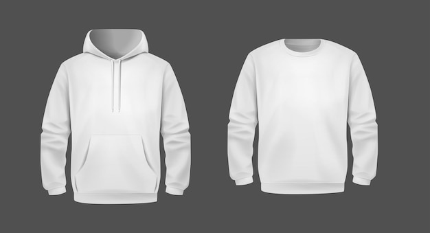Stylish White Unisex Hoodie Front and Back View Sports hoodies Roupas aconchegantes