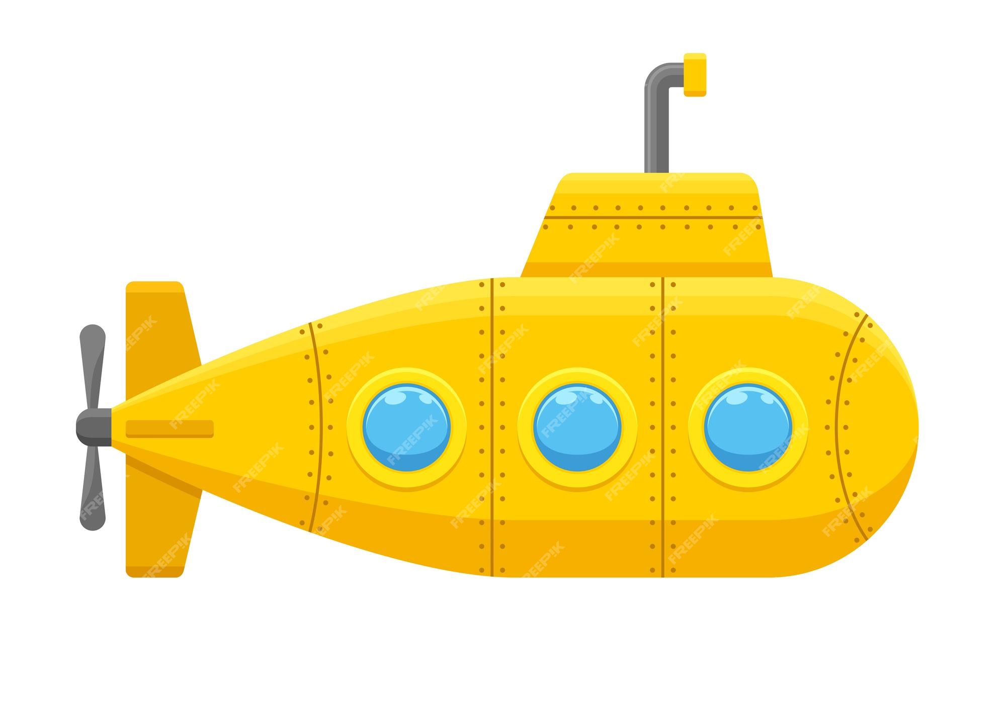 Batiscafo submarino amarelo e contorno submarino para colorir