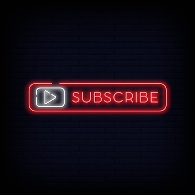 Vetor subscribe button neon signboard para youtubers