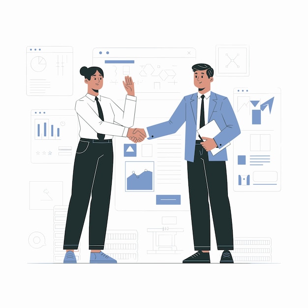 Sucesso da parceria do Acordo de Vector de aperto de mão empresarial