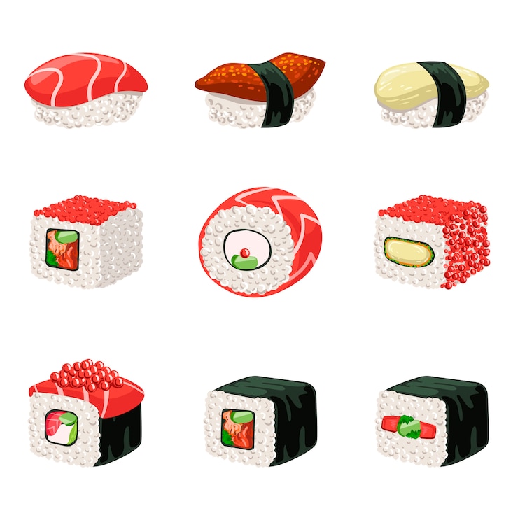 Vetor suchi e conjunto de rolos