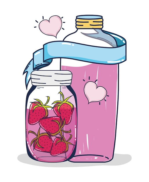Suco de fruta no cartoon de garrafa de vidro