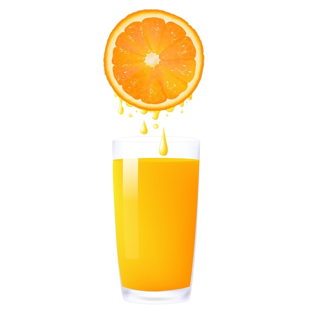 Vetor suco de laranja da laranja para o vidro,