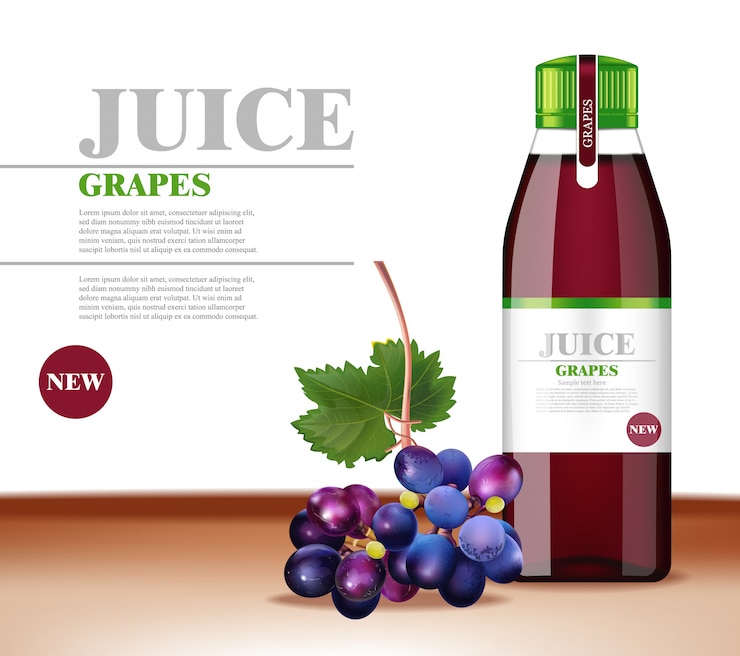 Vetor suco de uvas realista mock up
