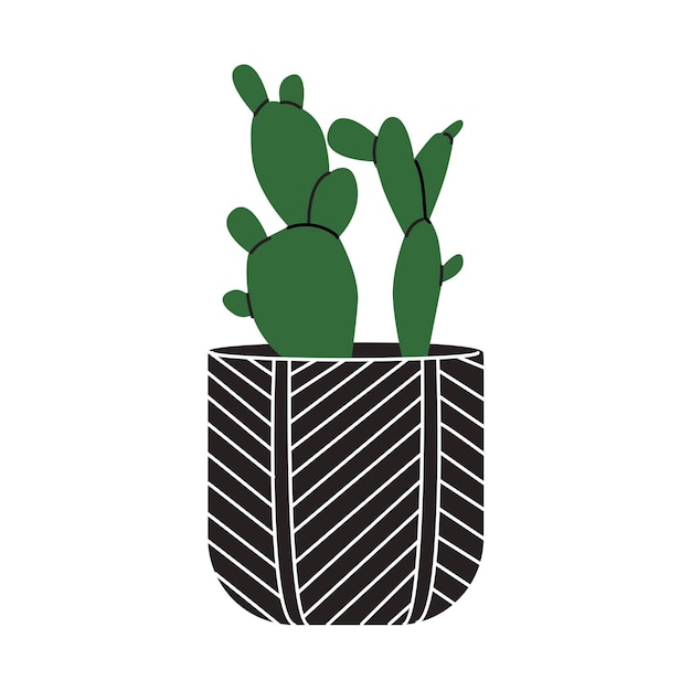 Suculenta no vaso de flores decorativo design de interiores por plantas domésticas minimalismo botânico estilo de desenho animado planta bonita em vaso pequeno para casa ou jardim de escritório ilustração vetorial desenhada à mão