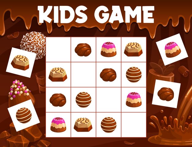 Sudoku jogo infantil desenhos animados sobremesas bolos doces