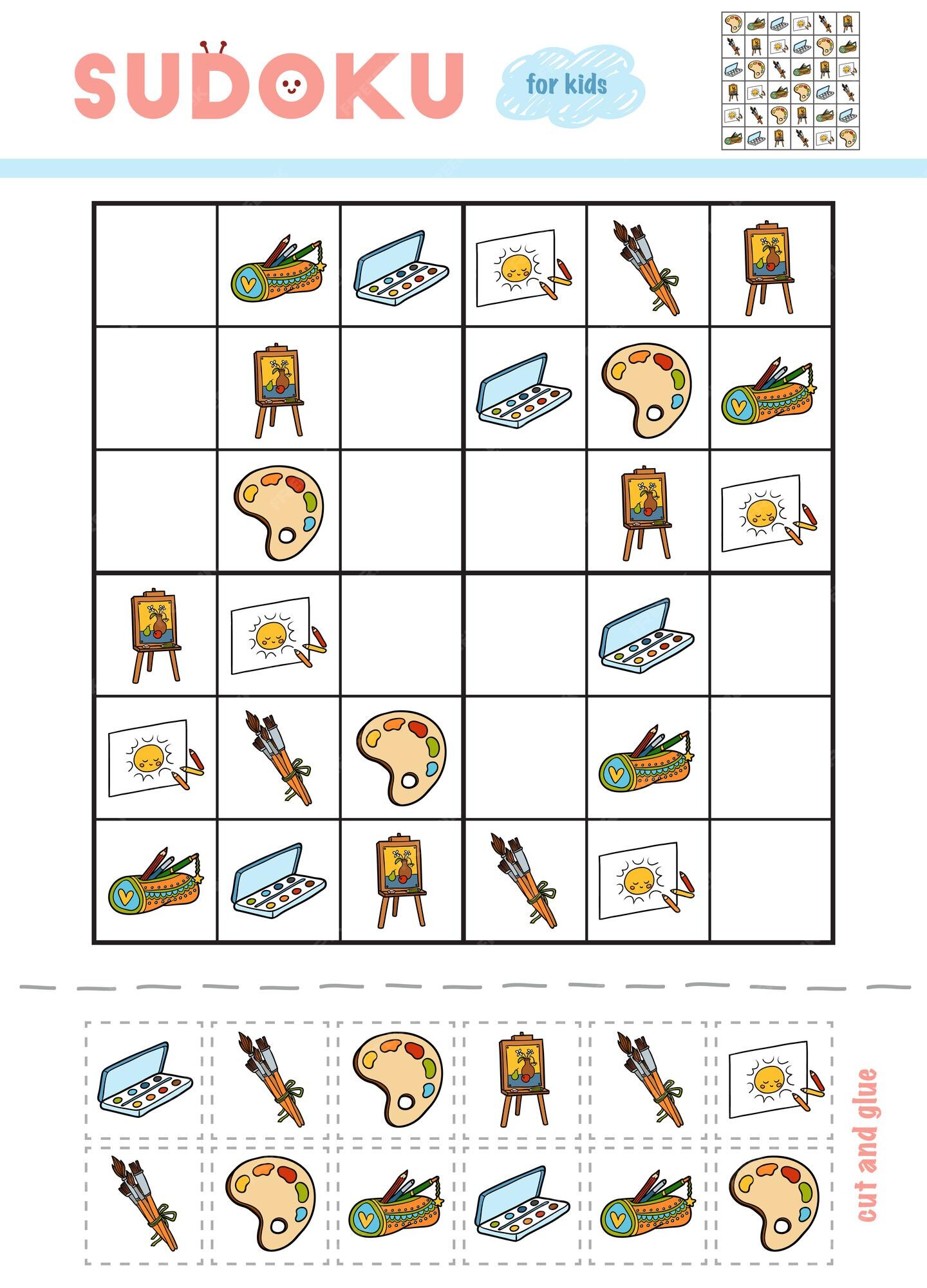 Sudoku para crianças jogo de educação conjunto de números de