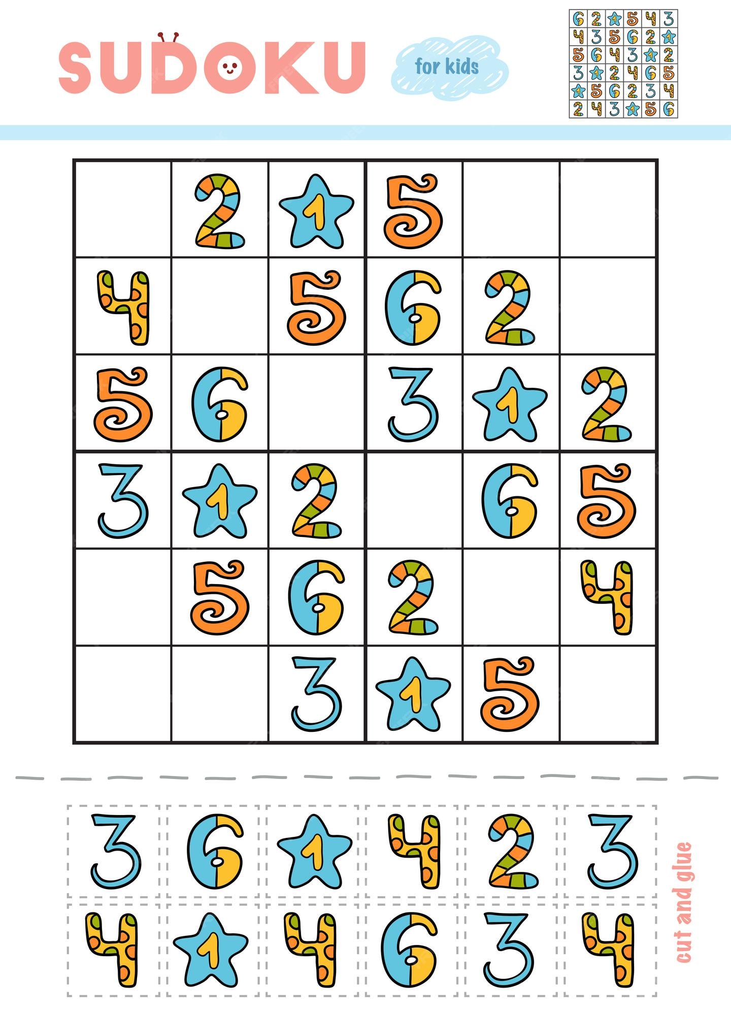 Sudoku para crianças jogo de educação conjunto de números de