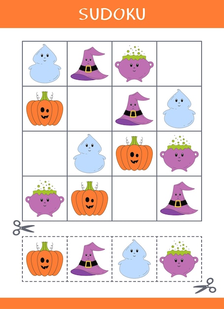 Jogo Sudoku Halloween Puzze Jogo De Lógica Infantil Ilustração do