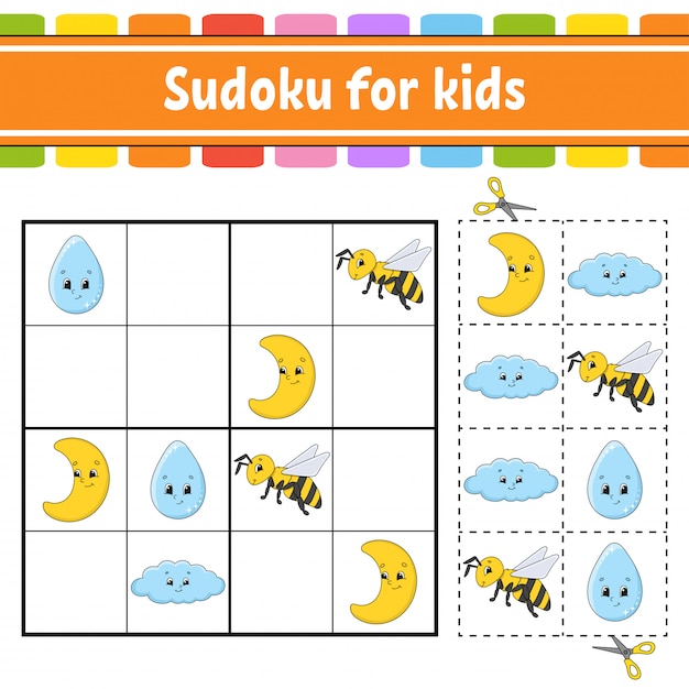 Sudoku para crianças. planilha de desenvolvimento de educação.