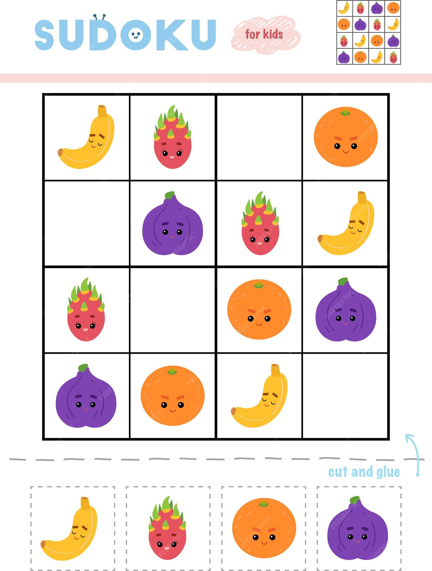 Sudoku para jogo de educação infantil conjunto de cores use