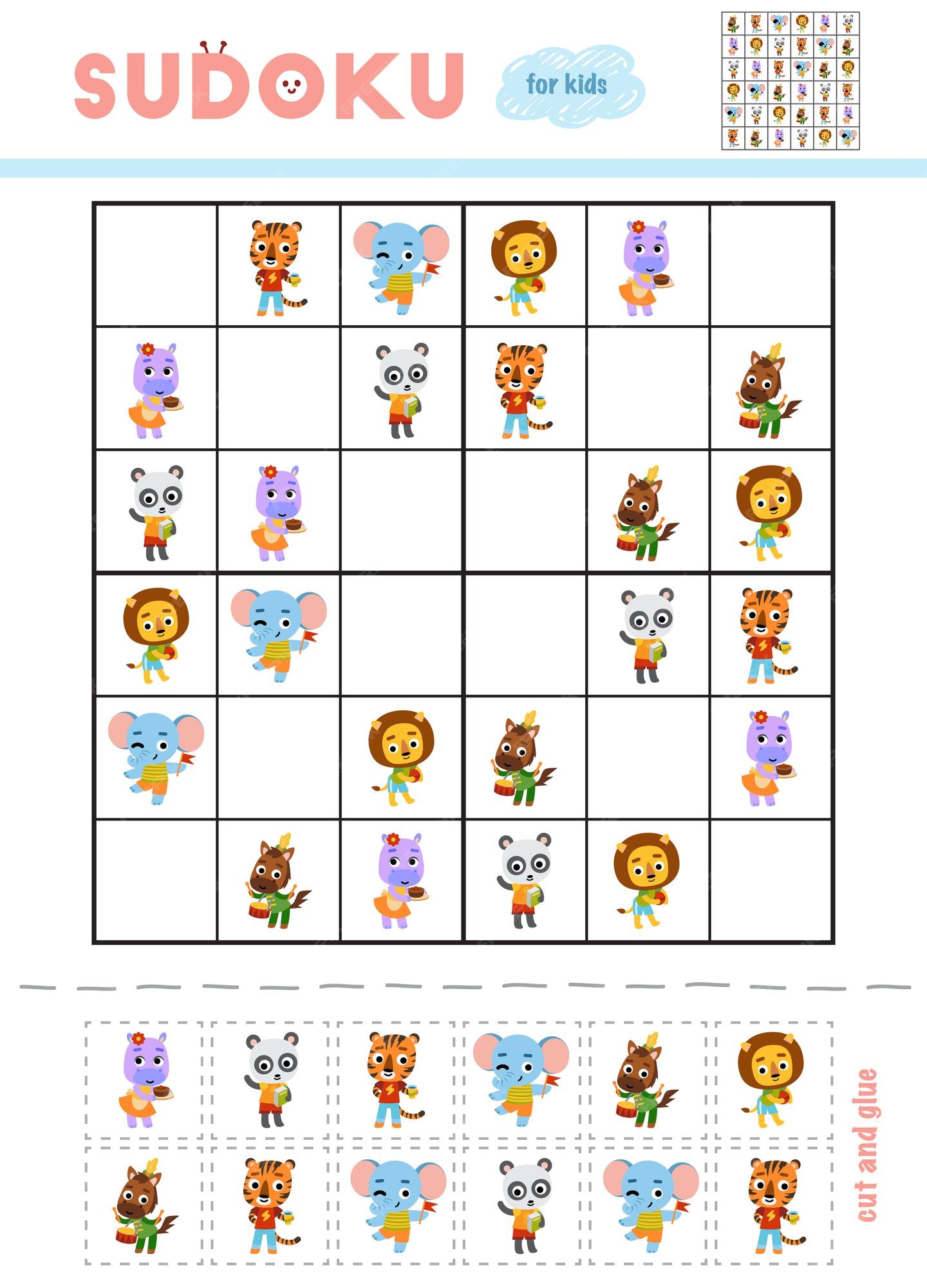 Sudoku jogo infantil comida rápida para viagem