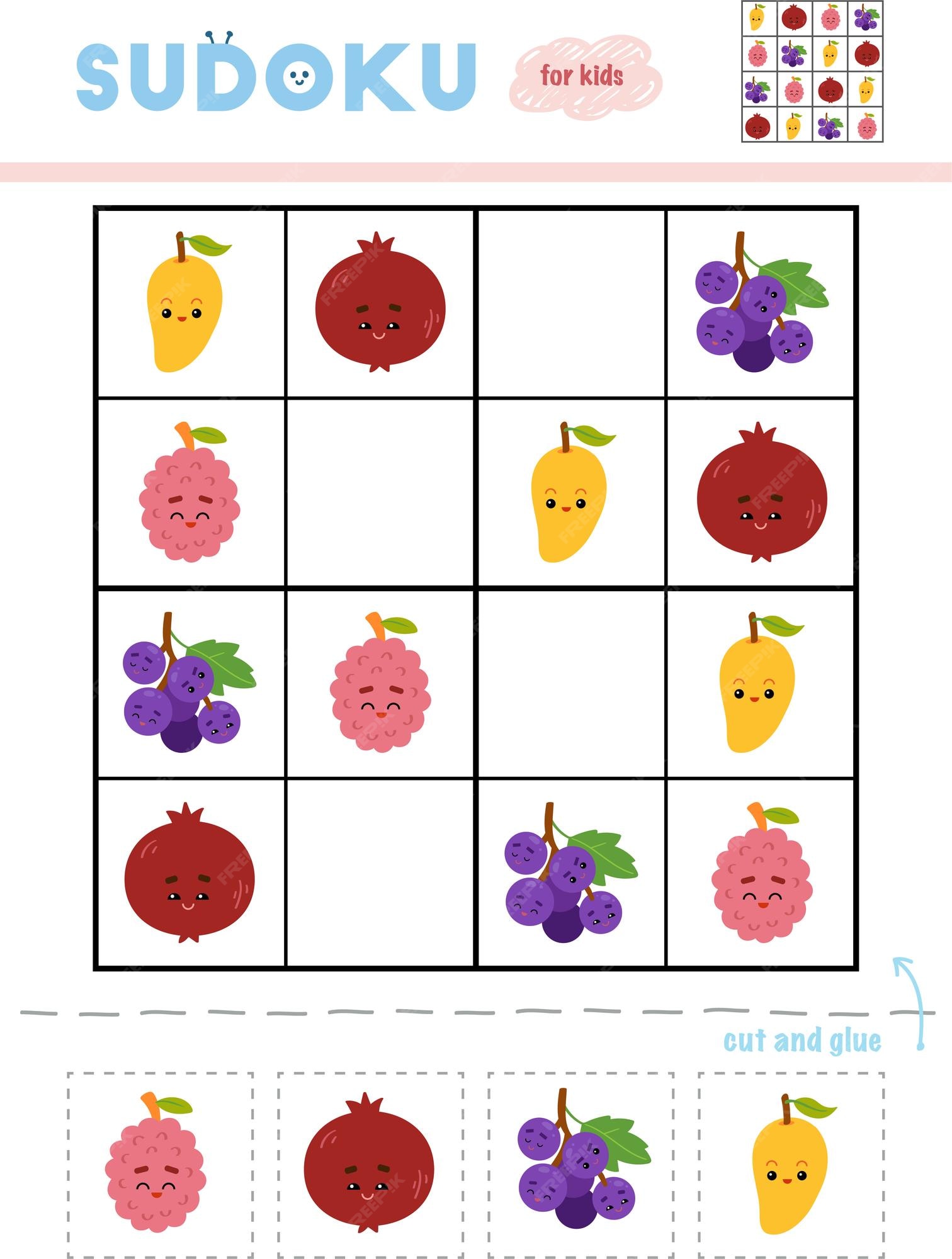 Sudoku para jogo de educação infantil conjunto de cores use