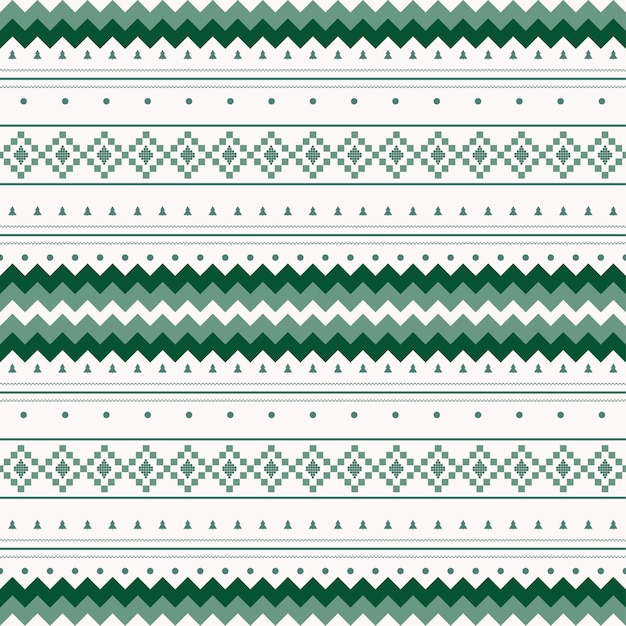 Suéter verde de Natal sem costura padrão em design vetorial de fundo branco