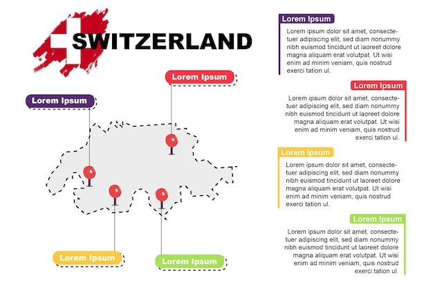 Suíça viagem local infográfico turismo e conceito de férias lugares populares da suíça