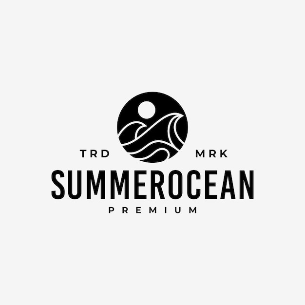 SUMMER OCEAN WAVE RETRO HIPSTER VINTAGE LOGO Ilustração de ícone vetorial