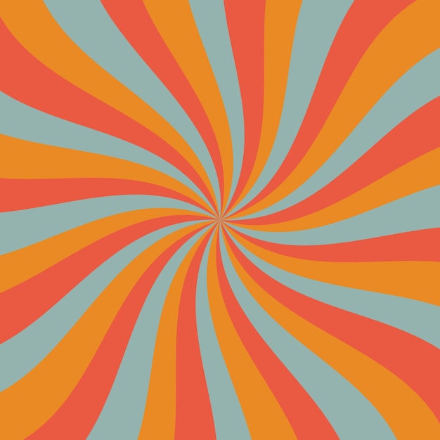 Vetor sunburst fundo vetorial em estilo groovy com três cores azul orane vermelho sunburst vector de volta