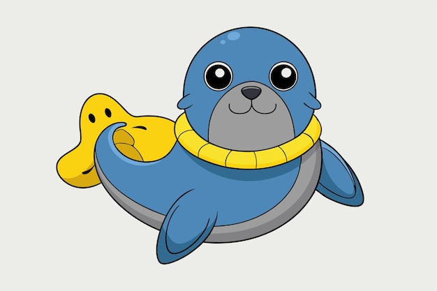 Sunny Seal Seal com visor solar e piscina Floatie Ilustração vetorial para design gráfico imprimível