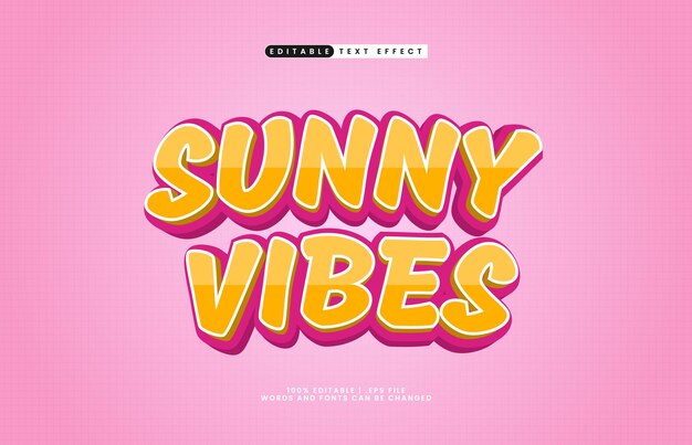 sunny vibes efeito de texto editável com um estilo de texto feliz e alegre