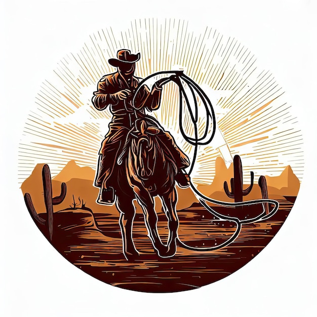 Sunset symphony a vibrant tshirt com cowboy in the desert