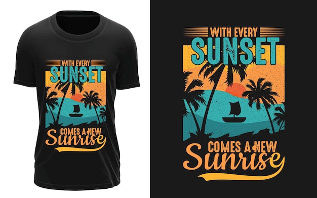 Vetor sunset vintage t-shirt design (desenho de camiseta vintage)