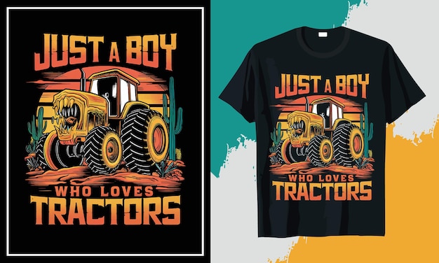 Vetor sunset vintage tractors design de camiseta para um gerador de vetor