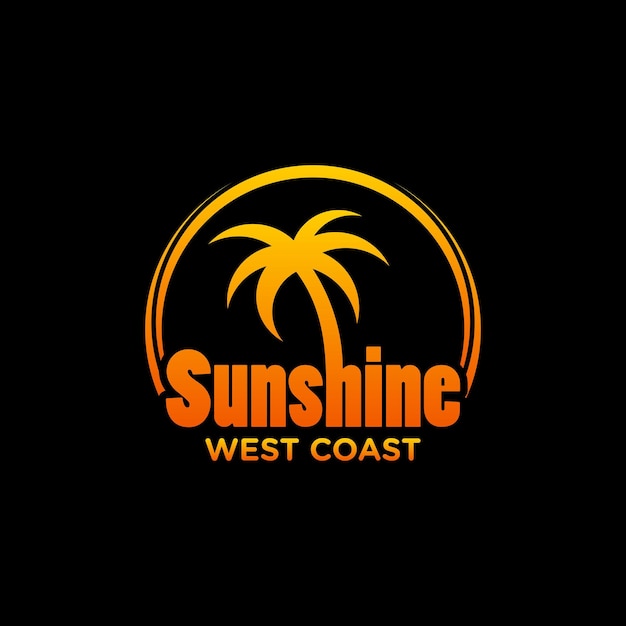 Vetor sunshine beach e coconut tree design do logotipo mínimo para a empresa