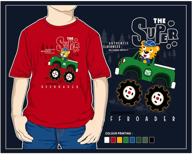 Super corridas off road, carro vetorial off road design de ilustração de desenhos animados