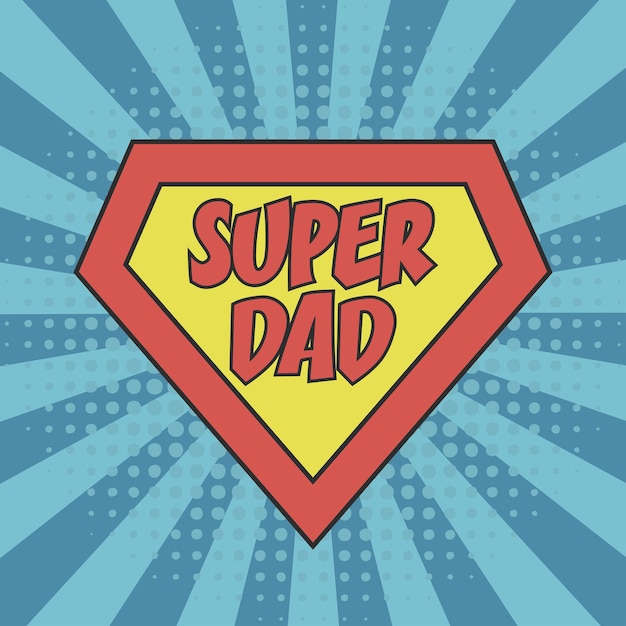 Super dad conceito de dia dos pais para cartão postal banner tshirt e outros produtos de impressão