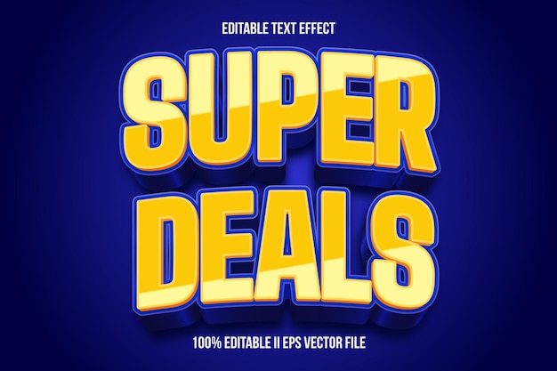 Vetor super deals efeito de texto editável estilo de gradiente de embolsamento 3d