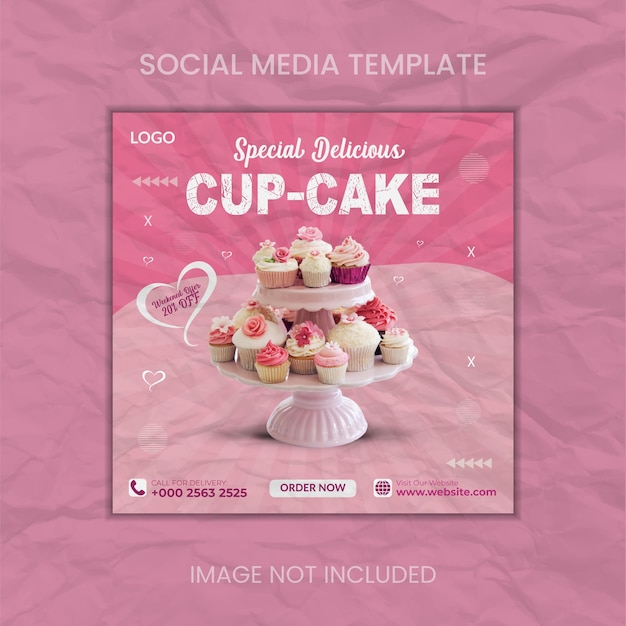 Super delicioso cupcake e icecream post de mídia social e modelo de banner