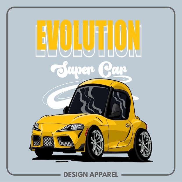 Vetor super evolution cars ilustração t-shirt e design de impressão de vestuário