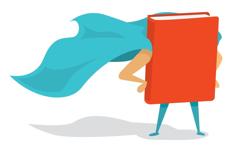 Vetor super herói do livro com capa
