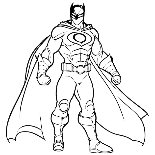 Super-heróis página para colorir ilustração vetorial arte de linha