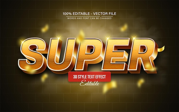 Super ouro efeito de texto 3D editável