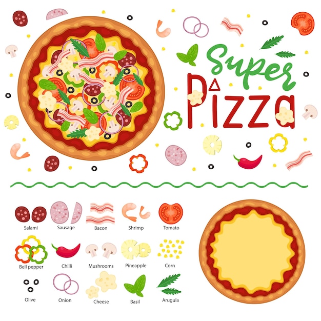 Super pizza ingredientes para fazer pizza