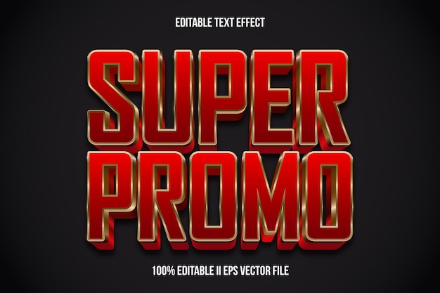 Vetor super promo editable texto efeito 3d embosse gradiente estilo
