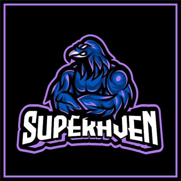 Super raven ou crow e sport logo mascote