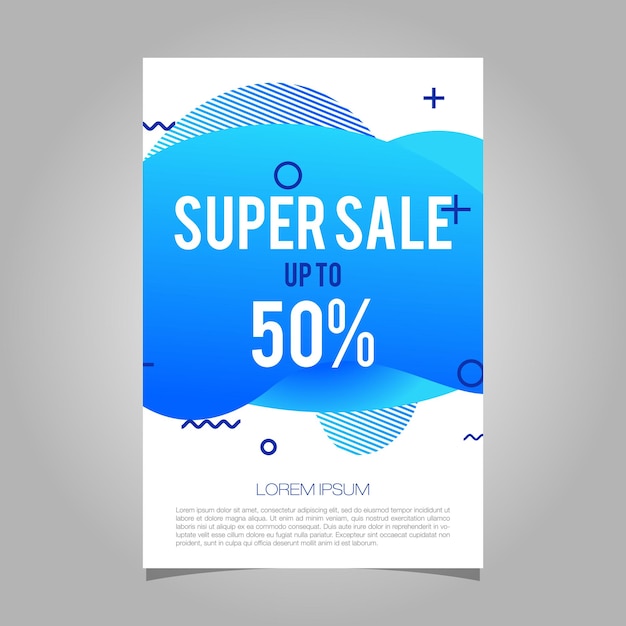 Super Sale 50 banner Projeto de ilustração de modelo de vetor de cor azul de fundo líquido EPS 10