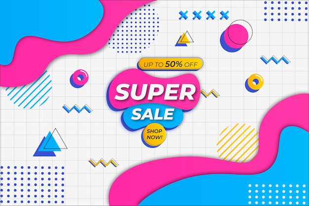 Super Sale Background White Memphis Style
