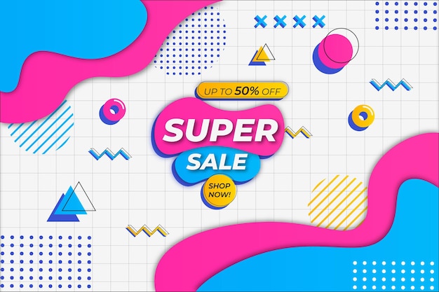 Super sale background white memphis style